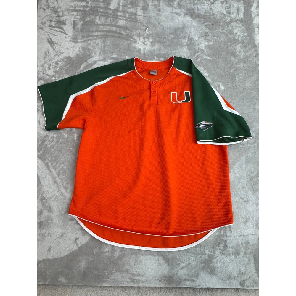 Nike Miami Hurricanes Baseball Jersey Orange Green XXL U NCAA